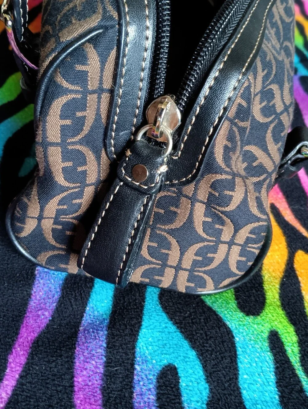 🖤 Y2K Fossil Monogram Jacquard Canvas Shoulder Bag Purse Vintage SL 8009